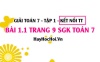 Giải bài 1.1 trang 9 Toán 7 Tập 1 SGK Kết nối tri thức